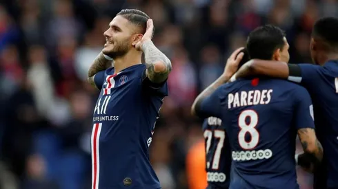 Mauro Icardi festejando un tanto en PSG.