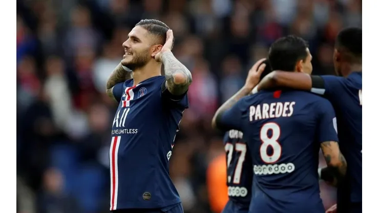 Mauro Icardi festejando un tanto en PSG.
