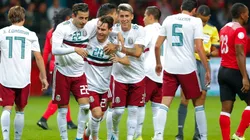 México durante el juego amistoso en el Estadio Nemesio Diez ante Trinidad y Tobago.