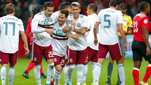 México durante el juego amistoso en el Estadio Nemesio Diez ante Trinidad y Tobago.