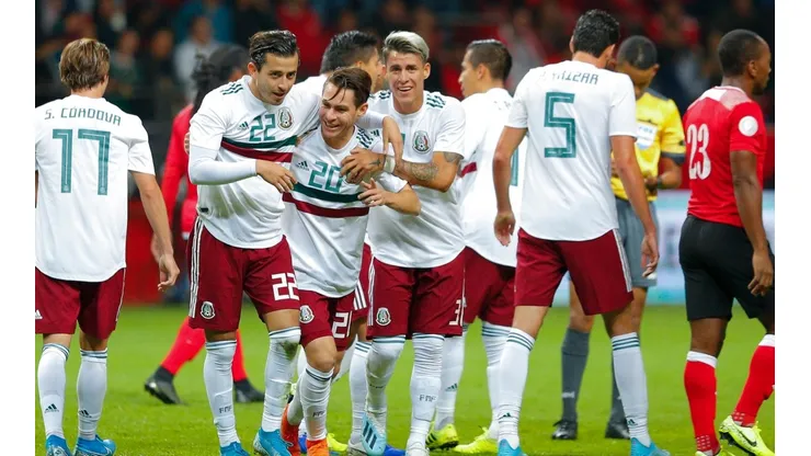 México durante el juego amistoso en el Estadio Nemesio Diez ante Trinidad y Tobago.