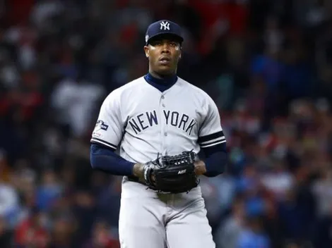 Así se ve la mano lesionada de Aroldis Chapman a días de la Serie de Campeonato