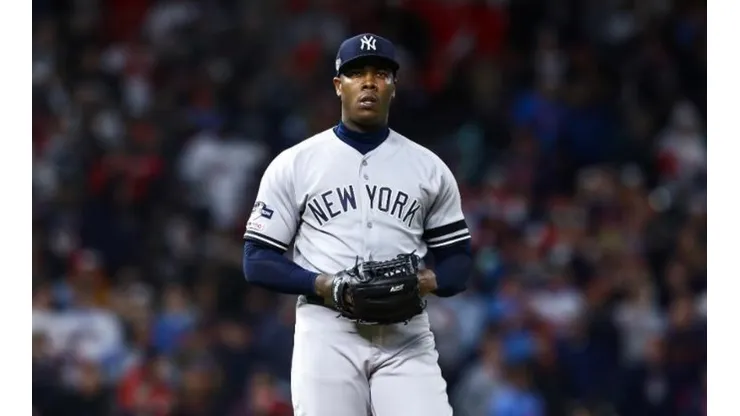 Así se ve la mano lesionada de Aroldis Chapman a días de la Serie de Campeonato