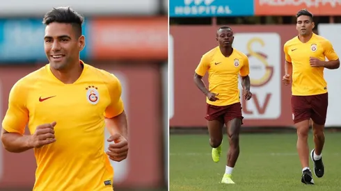Radamel Falcao en su primer entrenamiento con el Galatasaray.