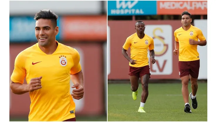 Radamel Falcao en su primer entrenamiento con el Galatasaray.