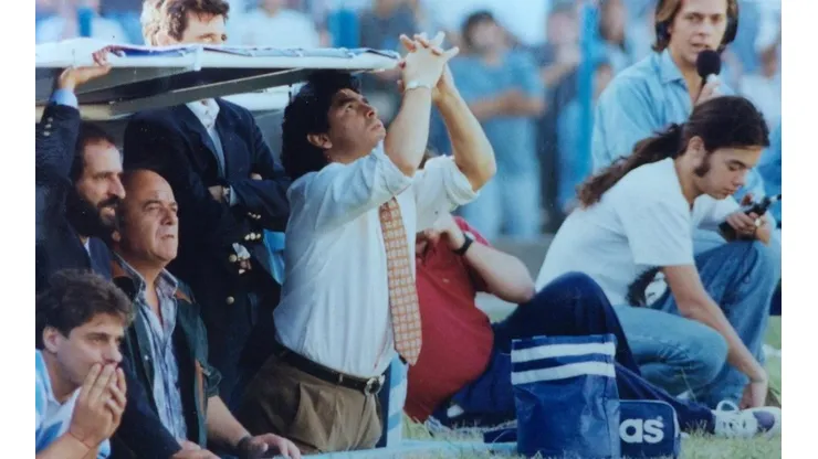 Diego Maradona como técnico de Racing.