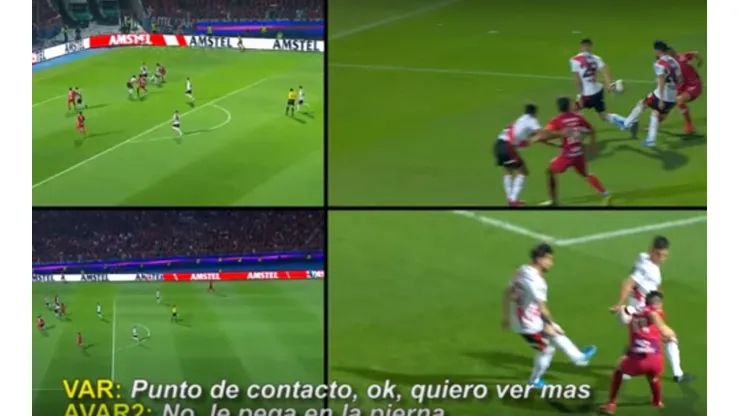 "Pierna, pierna", la revisión del VAR en una supuesta mano de River ante Cerro Porteño