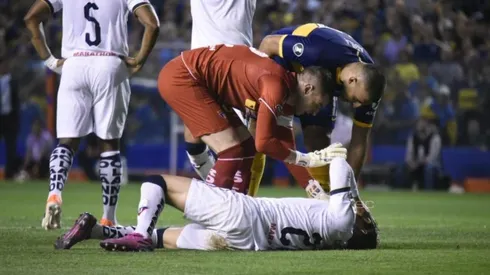 Christian Cruz instantes después de la lesión.