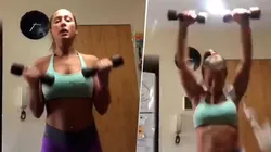 Video viral: ella estaba haciendo gimnasia, pero sus pesas diabólicas le arruinaron todo