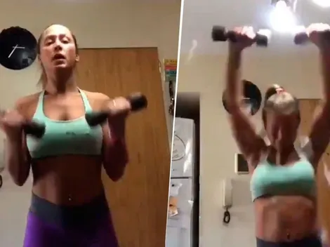 Video viral: ella estaba haciendo gimnasia, pero sus pesas diabólicas le arruinaron todo