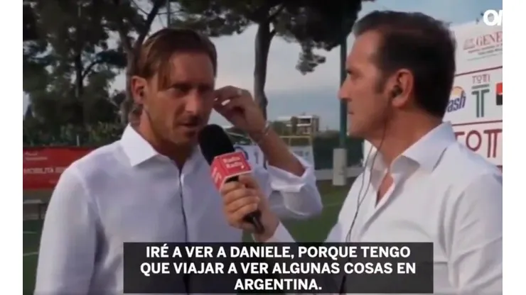 Lo confirmó: Totti vendrá a la Argentina para ver a De Rossi y "hacer unas cosas"