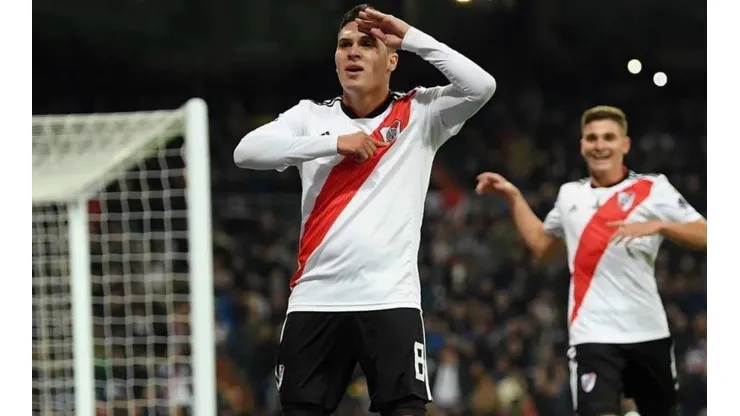 Juan Fernando Quintero celebrando su gol en Madrid.