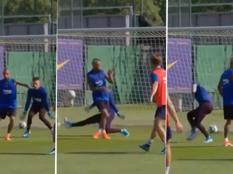 Arturo Vidal convirtió un golazo con un simple toque en la práctica de Barcelona