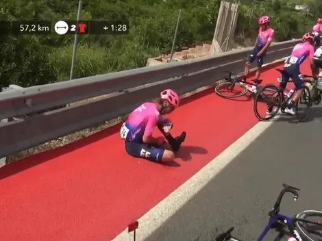 Duro golpe de Rigoberto Urán: Así fue la fuerte caída que sufrió en la Vuelta a España