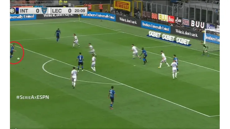 Inatajable: el misilazo de Brozovic para poner el 1 a 0 para el Inter ante Lecce