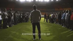 Hinchas de Atlético Nacional e Independiente Medellín en el estadio Atanasio Girardot.