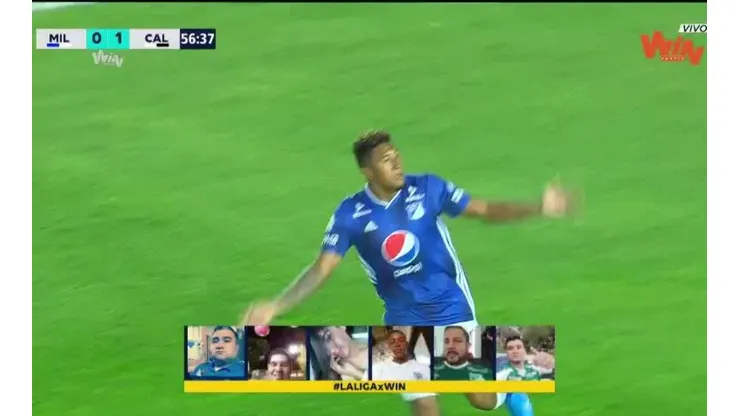 José Guillermo Ortíz festeja su cuarto gol en la Liga Águila II-2019.