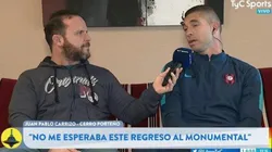 Juan Pablo Carrizo: "No me esperaba este regreso al Monumental"