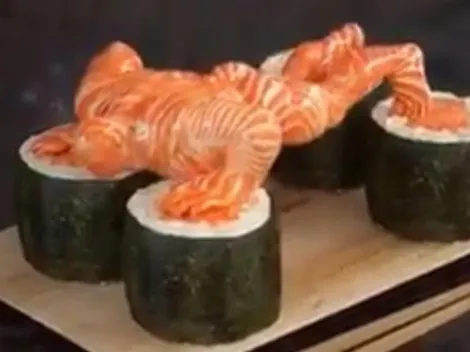 Video viral: sushi diabólico cobró vida y se puso a hacer flexiones de brazos