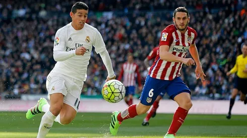 James Rodríguez en un partido contra el Atlético de Madrid.