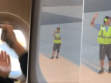 Amamos fuerte: el estaba aburrido en el avión, vio a un seguridad y empezaron a jugar