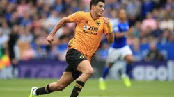 Jiménez frente al Arsenal por la Premier League.