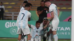 El festejo de los jugadores argentinos.