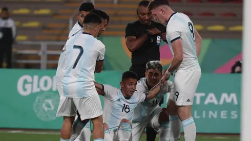 El festejo de los jugadores argentinos.