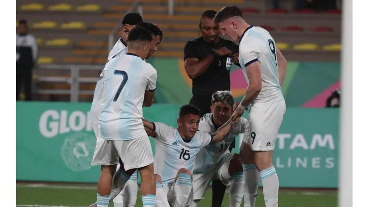 El festejo de los jugadores argentinos.