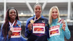 Caterine Ibargüen, Yulimar Rojas y Olga Rypakova.