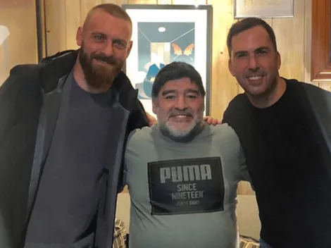 No nos lo esperábamos: ¡Arévalo apareció infiltrado en las fotos de Maradona y De Rossi!
