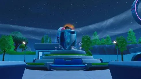 Pinta grafitis en una fuente, una grúa del vertedero y una máquina expendedora - Desafío Fortnite