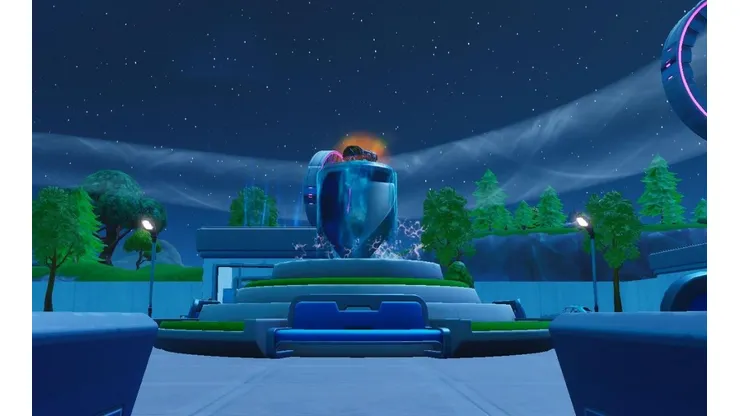 Pinta grafitis en una fuente, una grúa del vertedero y una máquina expendedora - Desafío Fortnite