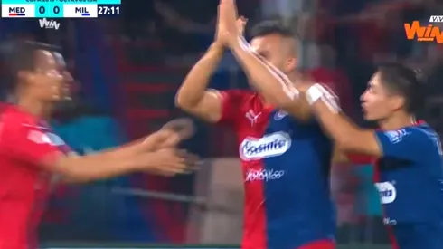 Así festejó Andrés Felipe Cadavid su gol ante Millonarios.