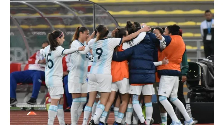 El festejo de las jugadoras argentinas.
