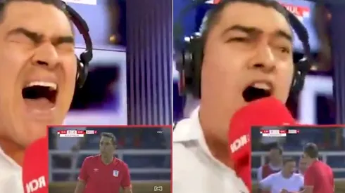 Eduardo Luis López narrando el gol de la victoria de América contra Junior en la Liga.