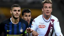 Maxi López jugando contra Icardi, en Italia. (Getty)