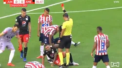 Así fue la expulsión de Duván Vergara en el duelo entre Junior y América.