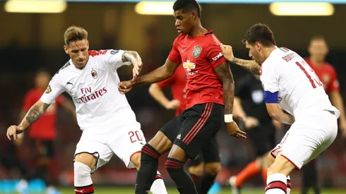 Rashford, marcado por dos rivales. (Getty)