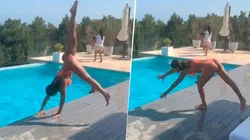 Video: la acrobacia de Antonela Roccuzzo para zambullirse en la piscina que enamoró a todos