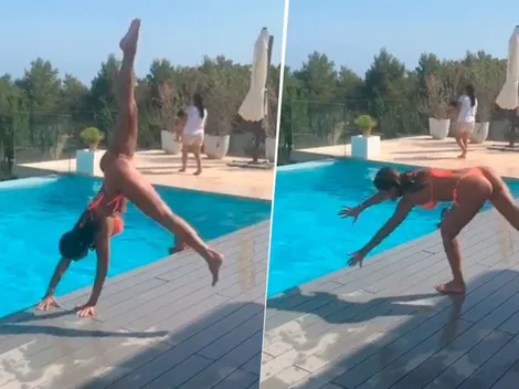 Video: la acrobacia de Antonela Roccuzzo para zambullirse en la piscina que enamoró a todos