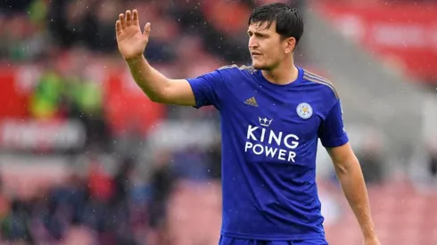 Harry Maguire con la camiseta de Leicester.