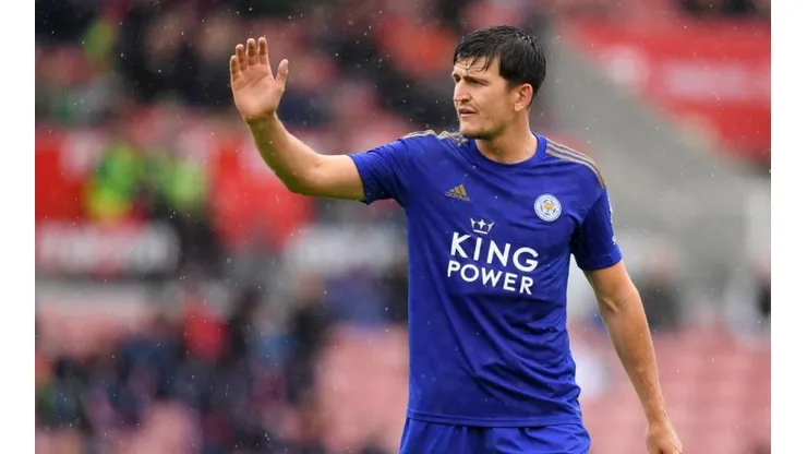 Harry Maguire con la camiseta de Leicester.