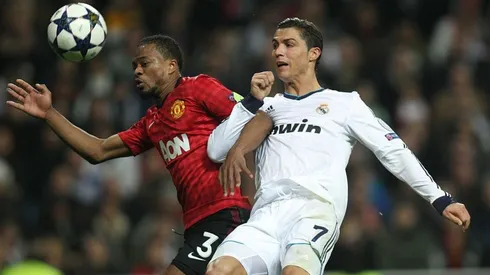 Patrice Evra y Cristiano Ronaldo, ya como rivales.