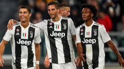 Festejo de los jugadores de la Juventus en un juego de la Serie A TIM.