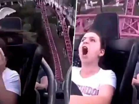 Video viral: se subió a una montaña rusa y un pájaro diabólico la abofeteó
