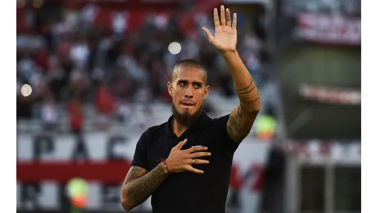 Maidana, el día que se despidió de la gente de River. (Getty)