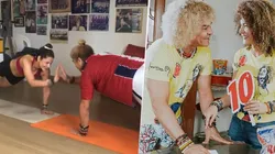 Así da gusto entrenar: el tierno video del Pibe Valderrama ejercitando con su esposa