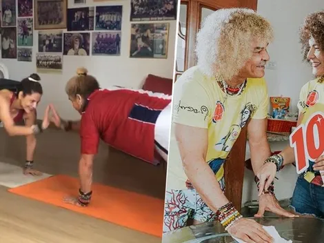 Así da gusto entrenar: el tierno video del Pibe Valderrama ejercitando con su esposa