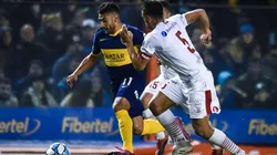 Eduardo Salvio en el duelo ante Huracán.